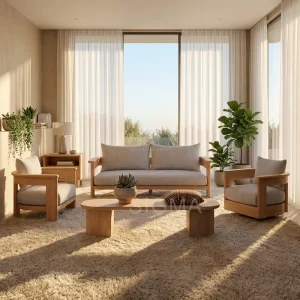 New Design Teak Garden Sofa Waterproof Outdoor Garden Set Teak Wood Sofa Furniture Hotel Patio Sofa Set