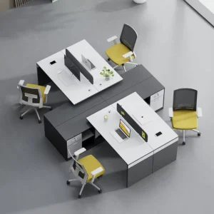 New Durable Adjustable Simple Modern Office Desk Chair Combination Screen Staff Four person 4 seater Cubicle Wood Material