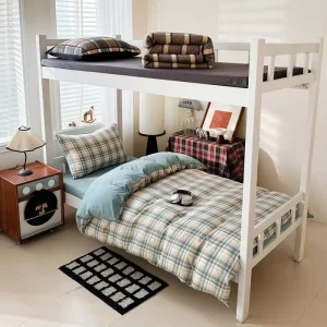 New High Quality Eco Friendly Woven Polyester Modern Plaid Three Four Piece Set Customized Student Dormitory Hotel