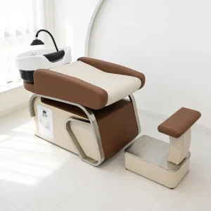 New High end Minimalist Beauty Salon Shampoo Bed Ceramic Basin Cascading Water Circulation Semi reclining Design Massage
