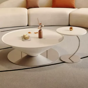 New Ins Viral Italian Japanese Cream Light Luxury Minimalist Modern Round Coffee Table for Household Living Room