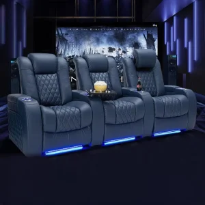 New Italian Leather Home Cinema Sofa Comfortable Theatre Seat Recliner Chair With Wireless Charger And Led Lights