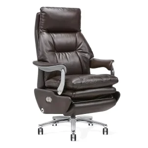 New Luxury Factory Price Comfortable Grey Pu Leather Big Boss Ergonomic Reclining Office Chair With Footrest