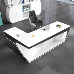 New Minimalist White Wooden Durable Convertible Workstation Executive L Shaped CEO Manager Desk