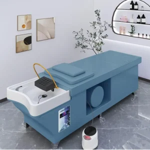 New Model Salon Thai Leather Shampoo Bed Storage Cabinet Foldable Chair Grey for Hotel Gym Use