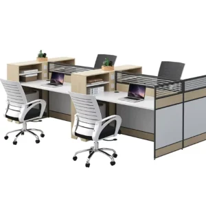 New Modern Commercial Office Table Partition Modular Cubicle Workstation Staff Desk Set with File Drawer Wood Office Furniture