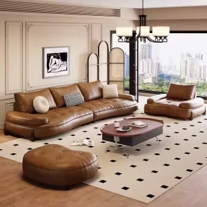 New Modern Leather Sofa Set Luxurious Villa Living Room Furniture Ultimate Comfort for Home & Office