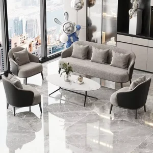 New Modern Simple Small Family Office Business Reception Three People Cat Claw Skin Household Furniture Metal Feet Sofa Set