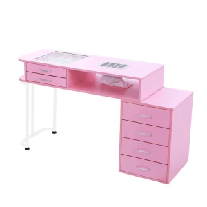 New Multi functional Modern Pink Nail Station Tech Beauty Makeup Desk Salon Manicure Furniture Table