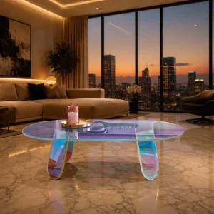 New Nordic Modern Custom Iridescent Acrylic Coffee Table Minimalist Acrylic Side Table for Hotel Living Room Furniture