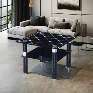 New Product Customization Small Square Side Table Glass Top Side Table Coffee Sofa Side Table for Living Room