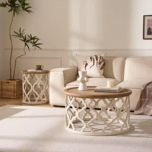 New Round Bed Side Table Modern Design Multifunctional Tea and Coffee Table Wooden Wood for Living Room Factory