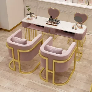New Style Manicure Table and Chair Metal Nail Table Chair Single Double Modern Salon Furniture Professional Manicure Chair