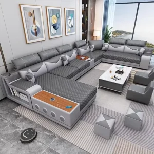 New U shaped Sofa Modern Minimalist Technology Fabric Sofa Living Room Multifunctional Combination Section Sofa Set