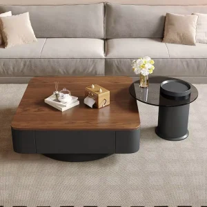 New Vintage Inspired Modern Luxury Solid Wood Coffee Table for Apartments Living Rooms Black Small Table