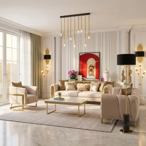 Newest Design Modern Luxury Sectional Sofa Set Stainless Steel Legs Sponge Filled Cushion Back Apartment Villa Mall Hotel