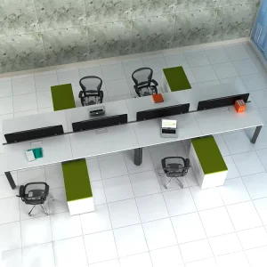 Newest Modern Metal Panel Top Aluminum Frame Laptop Desks 8 Person Workstation Commercial Use 6 Year Warranty Small