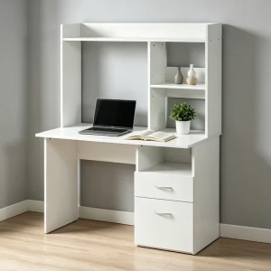 Newly Designed Combined Wooden Desktop Home Office Study Dual Use with Bookshelf Computer Office Desk