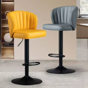 Newly Designed Kitchen Chair Bar Chairs PU Leather Rotating Gold Bar Stool