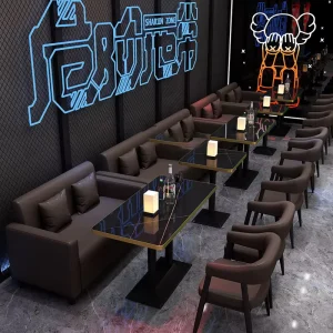 Nightclub Furniture Set Bar Lounge Light up Dining Chairs and Table KTV Hookah Sofa