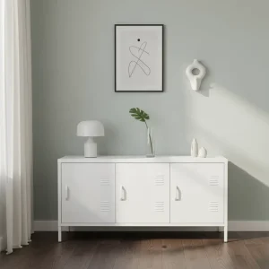 Nordic 3 Doors Metal TV Cabinet White Red Storage Cabinet