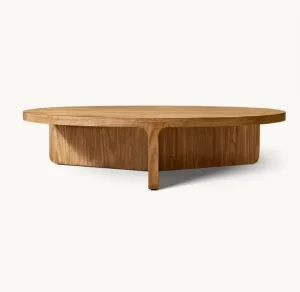 Nordic American Solid Wood Oak Walnut Color Circular Coffee Table Retro Living Room Furniture
