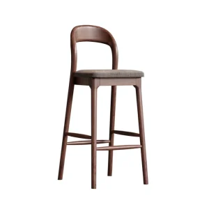 Nordic Ash Solid Wood Commercial Bar Stool with All In One Mortise and Tenon Modern High Stool for Bar Counters