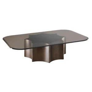 Nordic Center Glass Coffee Table Antique Minimalist Simple Brown