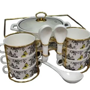 Nordic Ceramic Soup Pot Binaural Soup Bowl Set Restaurant Tableware Ceramic Pot with Bowl Set