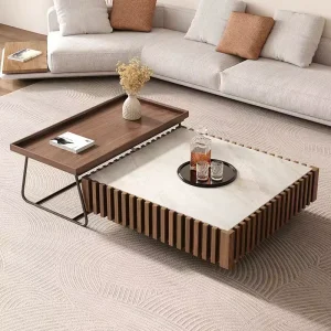 Nordic Coffee Table with Storage Marble Top Modern Center Tables Living Room Household Square Coffee Table Set