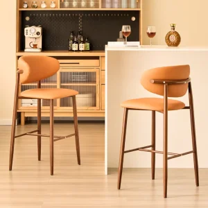 Nordic Counter Height Gold Modern Home Furniture Wood Metal Leather Velvet Kitchen Bar Stools