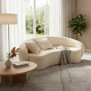 Nordic Cream Accessible Curved Sofa Set Lamb Velvet Fabric Sponge Sofa Living Room Furniture Comfortable Lounge Sofa for