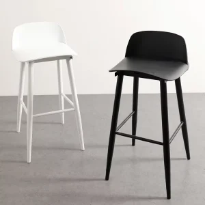 Nordic Creative Bar Stool 60cm Plastic High Chair Modern Minimalist Designer Metal Frame Commercial Use Counter Stool