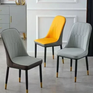 Nordic Design Contemporary Simple Restaurant Hotel Household Chairs White Pu Leather Dining Room Chairs