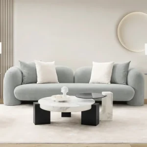 Nordic Design Hotel Furniture Villa Accent Fabric 2 Seater Luxury Lounge Modular Sofa with Cushion