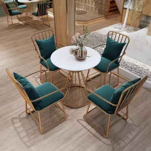 Nordic Design Modern Multifunctional Minimalist Indoor Use Iron Restaurant Table Chair Set for Milk Tea Dessert Shops