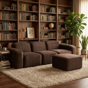 Nordic Design Three Module Chaise Tufted Sofa Reclining Wood Frame Sponge Fabric Set for Living Room Hotel Dining Room Villa Use