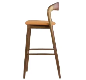 Nordic Design Wooden Bar Stool with Cushion and Armrests for Cafes High Kitchen Dining Bar Counter Stool