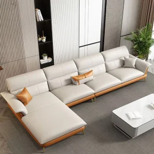 Nordic Designer Light Luxury Villa Leather Living Room Sofa High end Customized Leisure Hotel Sofa Combination