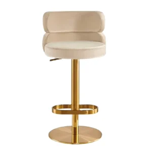 Nordic Dining Bar Stools Luxurious Stainless Steel Chrome Base Bar Height Adjustable Swivel Back Home Use Suitable Modern Hotel