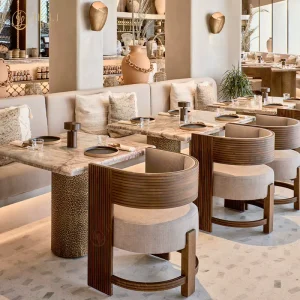 Nordic Elegant Commercial Restaurant Furniture Sets Square Table Curved Chair Long Bench Booth for South Africa Coffee Shop Cafe