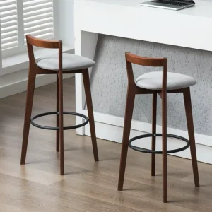 Nordic Furniture Wooden Dining Chairs and Bar Stools Wood Fabric Counter Chairs for Restaurant