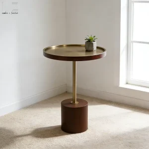 Nordic Golden Simple Modern Round Wooden Base Sofa Side Service Drink Table Small Coffee Table for Living Room