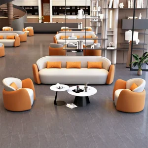 Nordic High End Leather Three Seat Modern Sofa Set for Apartment Living Room Office Commercial Use