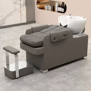 Nordic High End Modern Luxury Hair Salon Spa Furniture Ceramic Shampoo Bed with Synthetic Leather for Massage