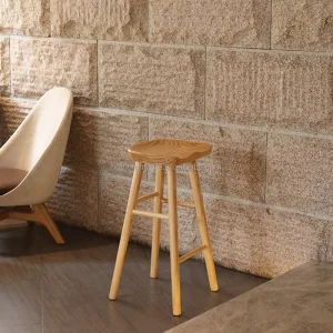 Nordic High Stool with Solid Wood Base Modern Design for Hotel and Dining Use Steady Bar Chair