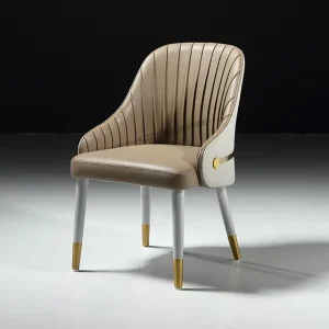 Nordic Hotel PU Leather Chair Modern Luxury Design Furniture Dining Room Chairs with Metal Legs Gold