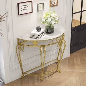 Nordic Iron Console Table Wood Top Modern Living Room Villa Hotel Corridor Light Luxury Home Furniture