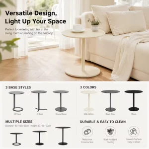Nordic Iron Sofa End Table Detachable Anti Rust Coating Various Base Designs Indoor Home Living Room Side Coffee Table