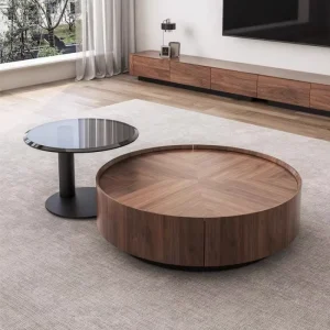Nordic Italian Solid Wood Coffee Table Set with Tea Table Living Room Furniture Durable Modern Design